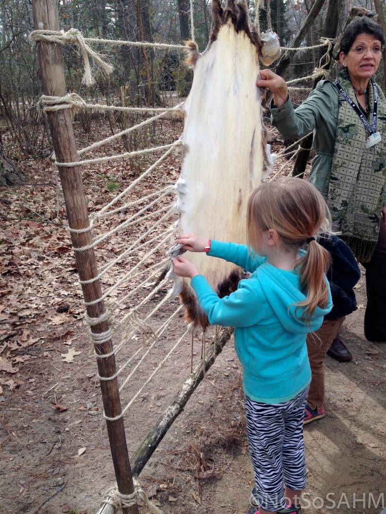 Learning how to clean a deer skin at Jamestown Settlement Not So SAHM