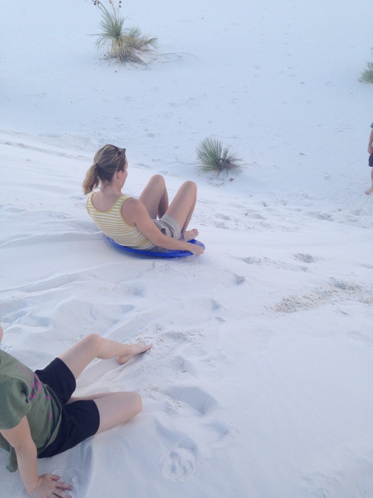 sledding at White Sands