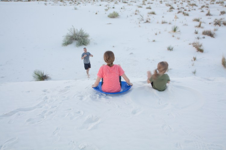 Sledding at White Sands