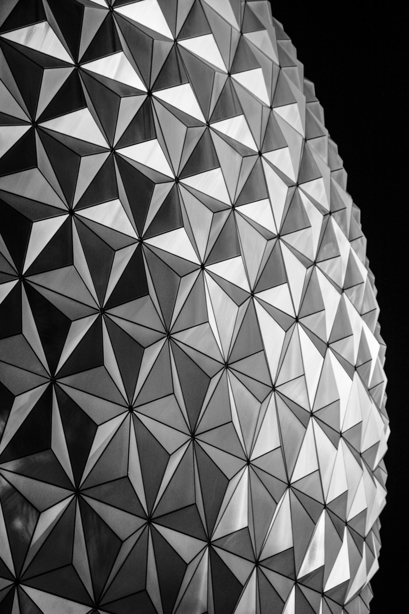 Disney World Epcot's Spaceship Earth in Black and white at night Not So SAHM