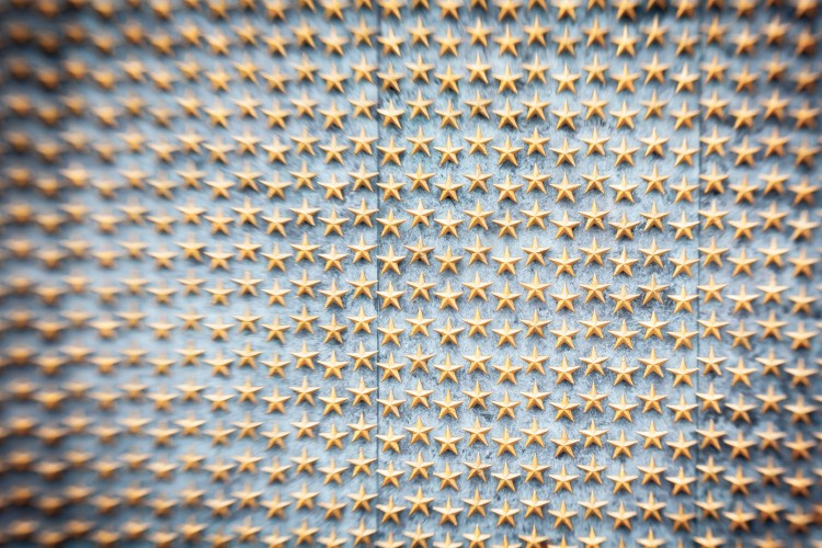 Gold stars represent the fallen of WWII at the WWII Memorial in Washington DC NotSoSAHM