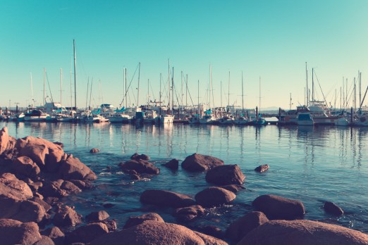 Boats are docked in the Monterey Harbor on a clear morning - NotSoSAHM