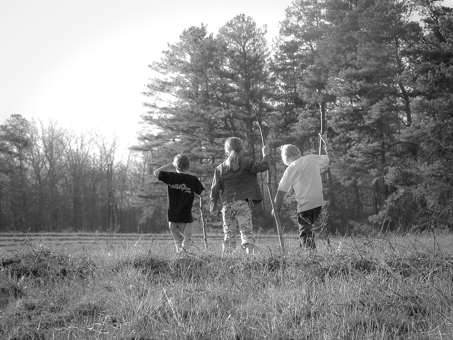 Three kids explore a field NotSoSAHM