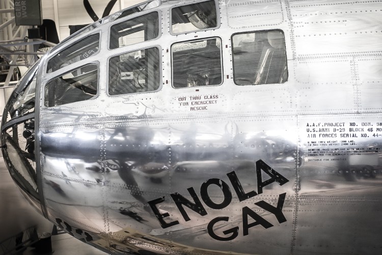 The Enola Gay rests at the Smithsonian Udvar-Hazy Air and Space Museum near Washington D.C. NotSoSAHM