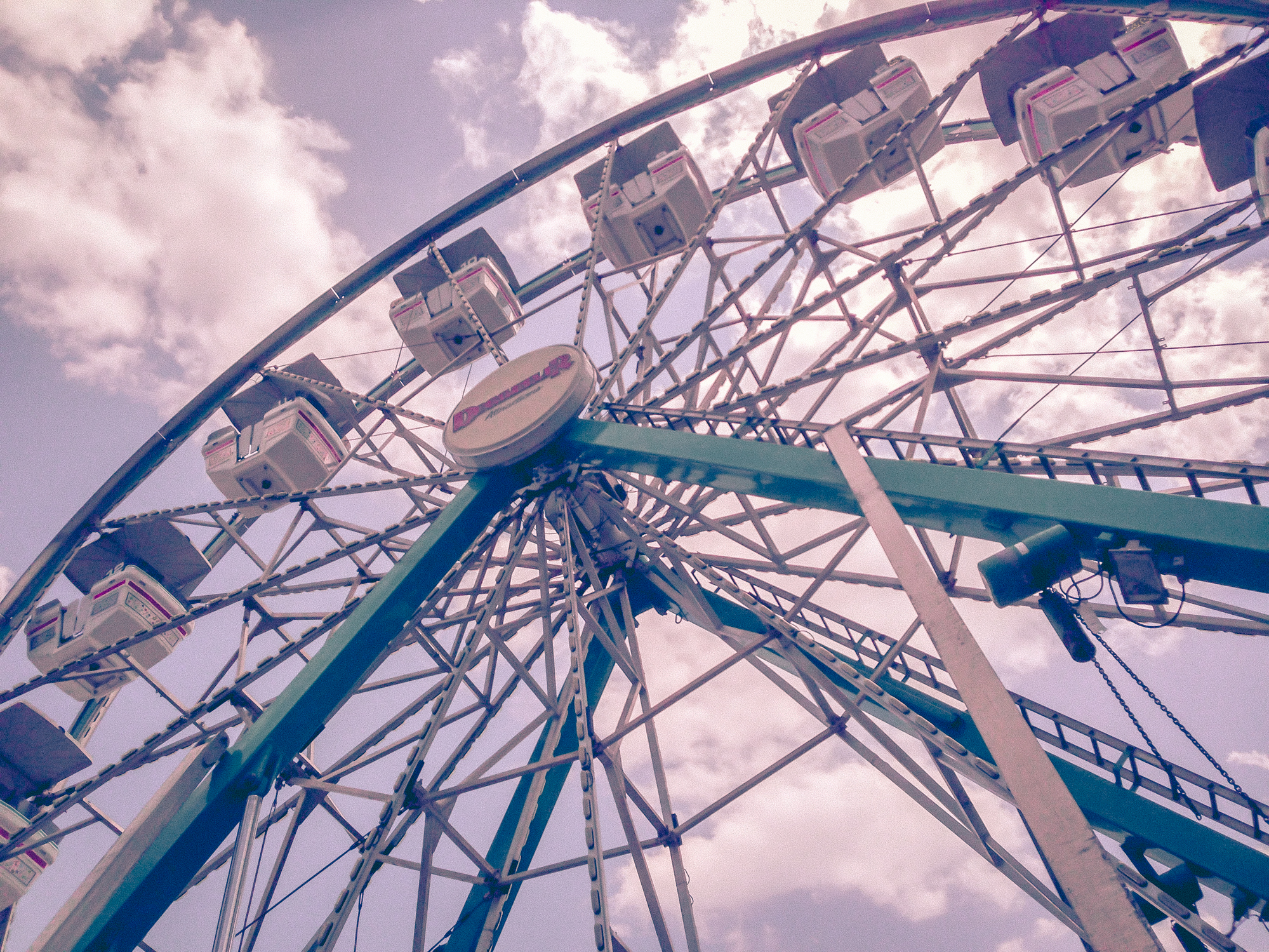 A ferris wheel circles with clouds in the background NotSoSAHM