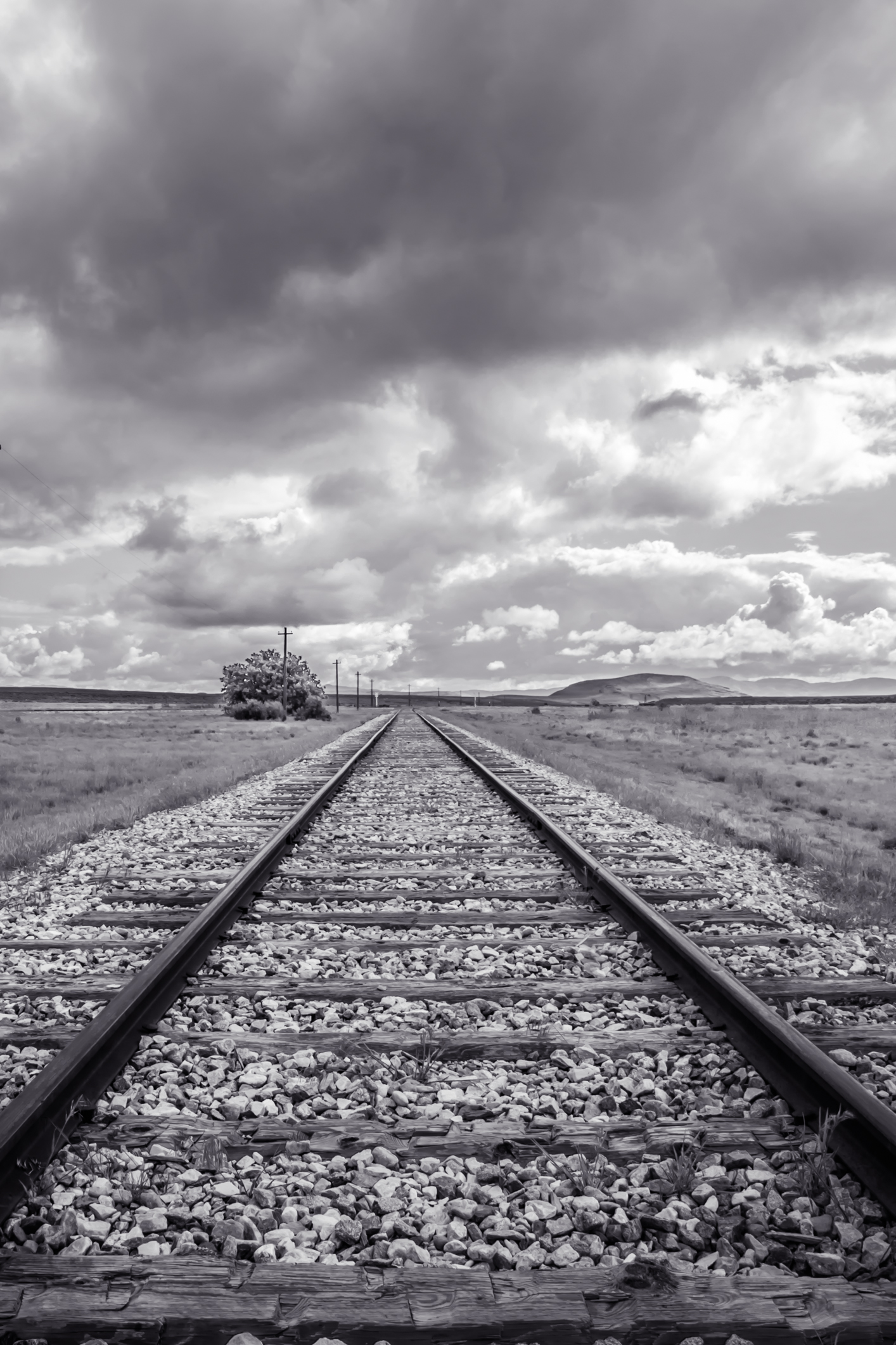 Black and white of the rails of the Transcontinental railroad at Promontory, Utah NotSoSAHM
