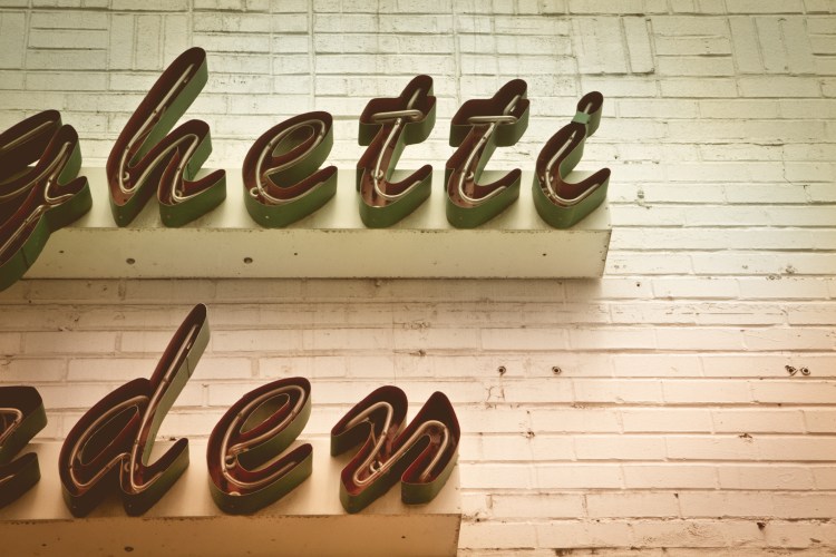 The neon sign of the Spaghetti Garden in Adams Morgan in Washington DC Not So SAHM