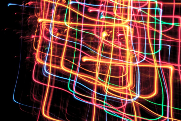 Christmas tree lights look like a neon sign. Not So SAHM